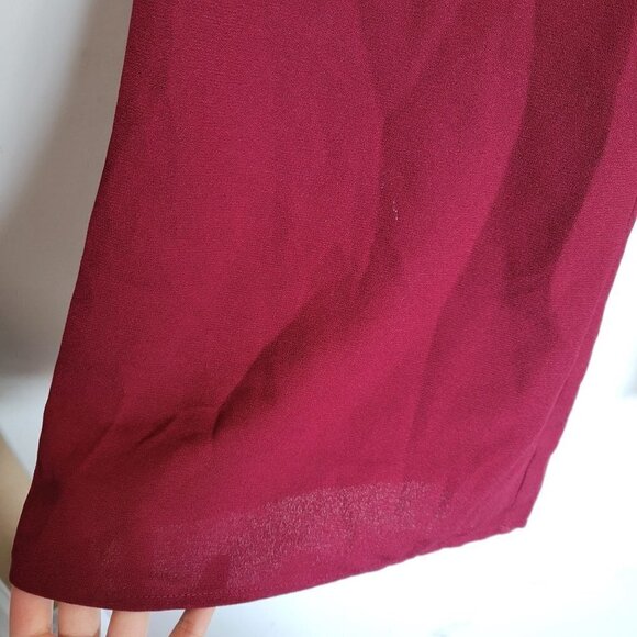 NEW Forever 21 Contemporary Wine Red High Waisted Flare Woven Long Pants Small - Picture 16 of 17